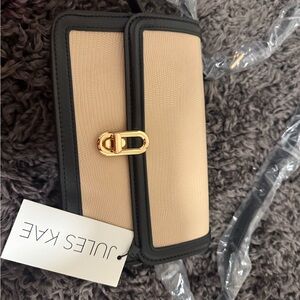 Jules Kae Cream and Black Clutch